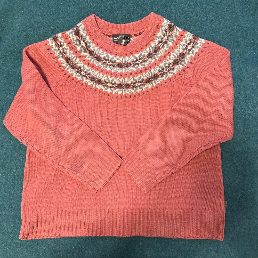 Vintage Woolrich Fair Isle sweater, crewneck, LP, Lambs Wool